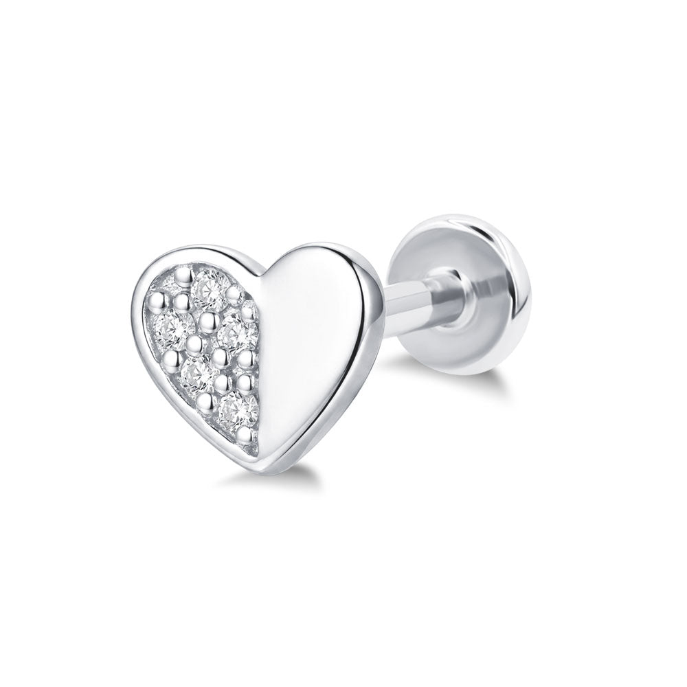 Sparkling Heart Flat Back Piercing EFB-4123