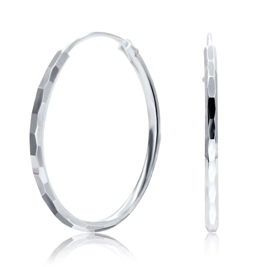 Hexagon Designed Silver Hoop Earring HO-1528