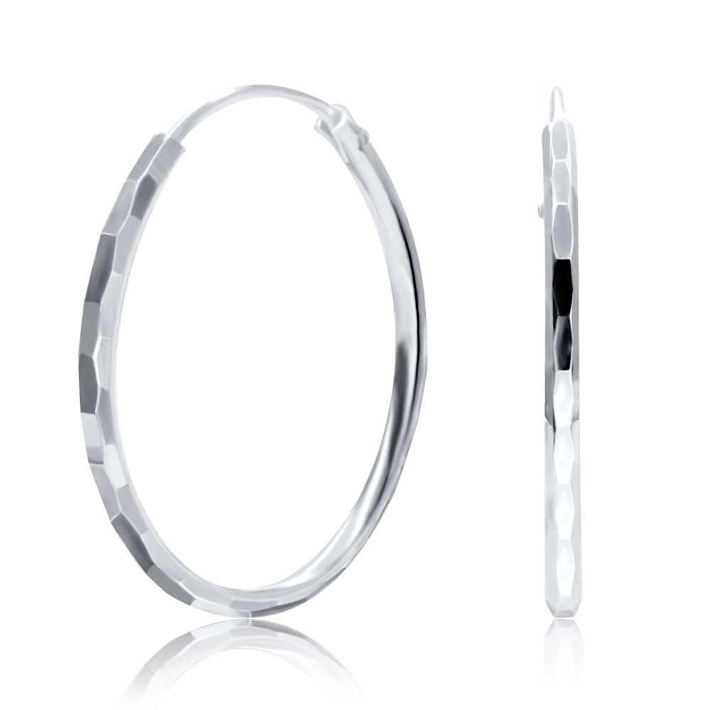 Hexagon Designed Silver Hoop Earring HO-1528