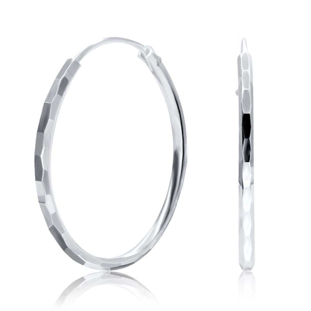 Hexagon Designed Silver Hoop Earring HO-1528