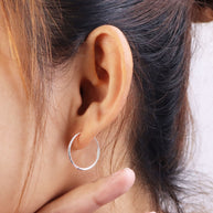 Hexagon Designed Silver Hoop Earring HO-1528