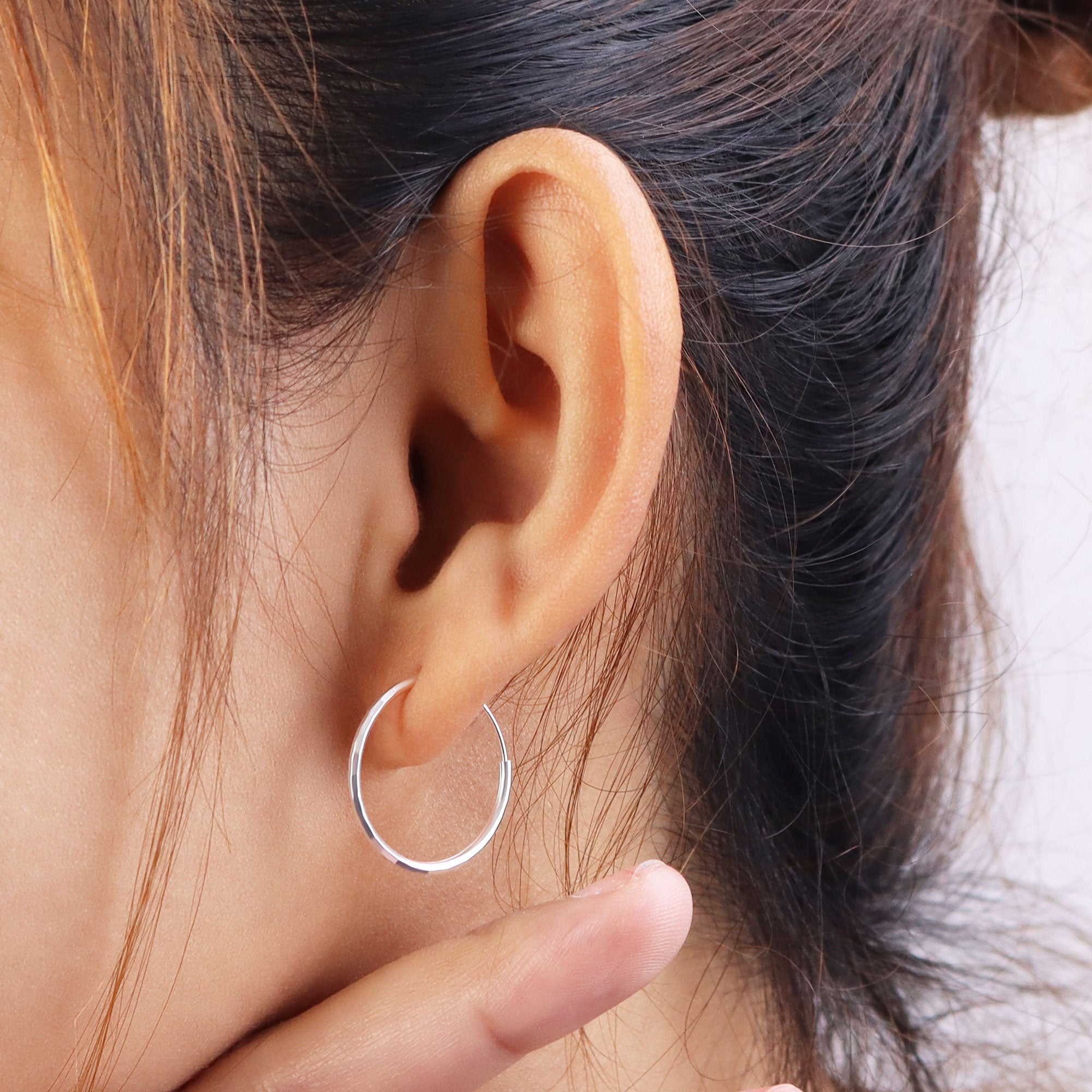 Hexagon Designed Silver Hoop Earring HO-1528