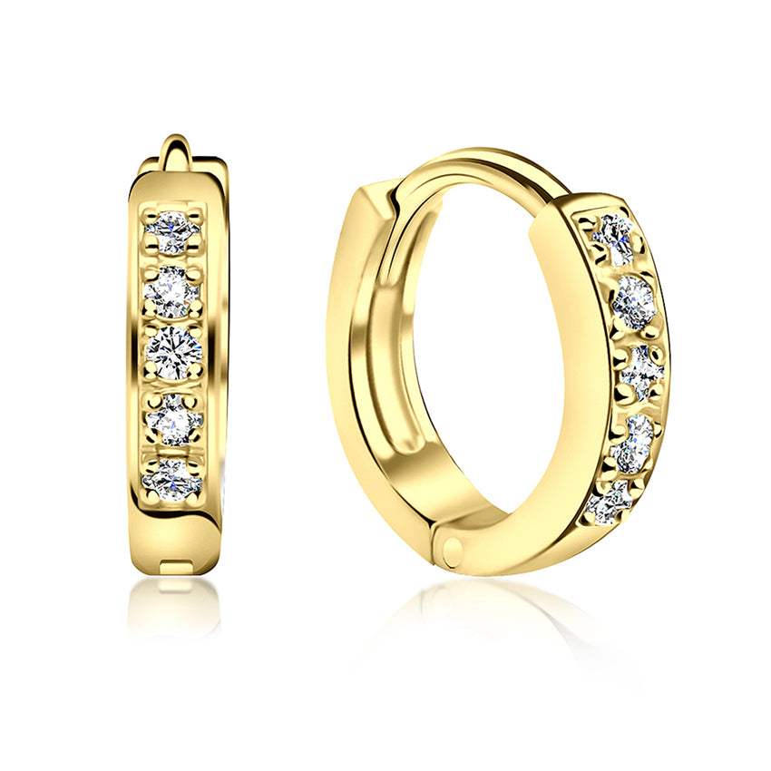 Paved Setting Gold Hoop For Daily Wear and Comfortability HO-1603