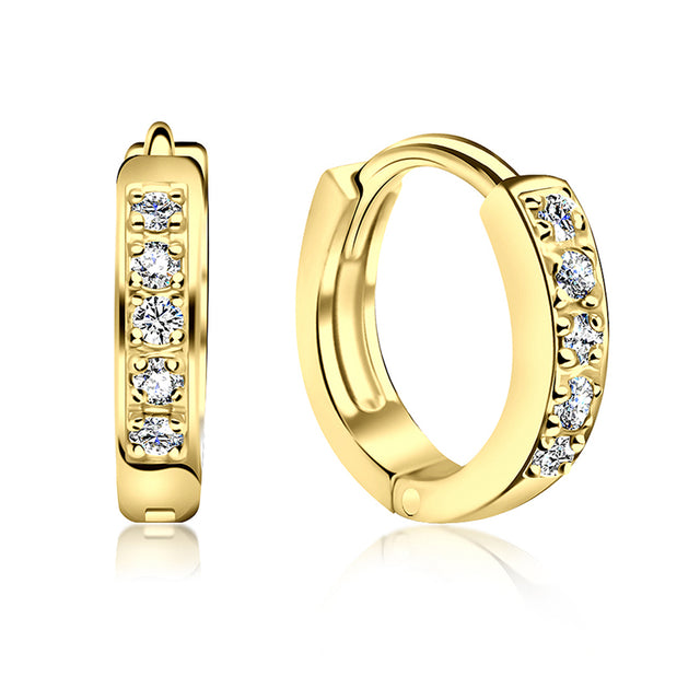 Paved Setting Gold Hoop For Daily Wear and Comfortability HO-1603