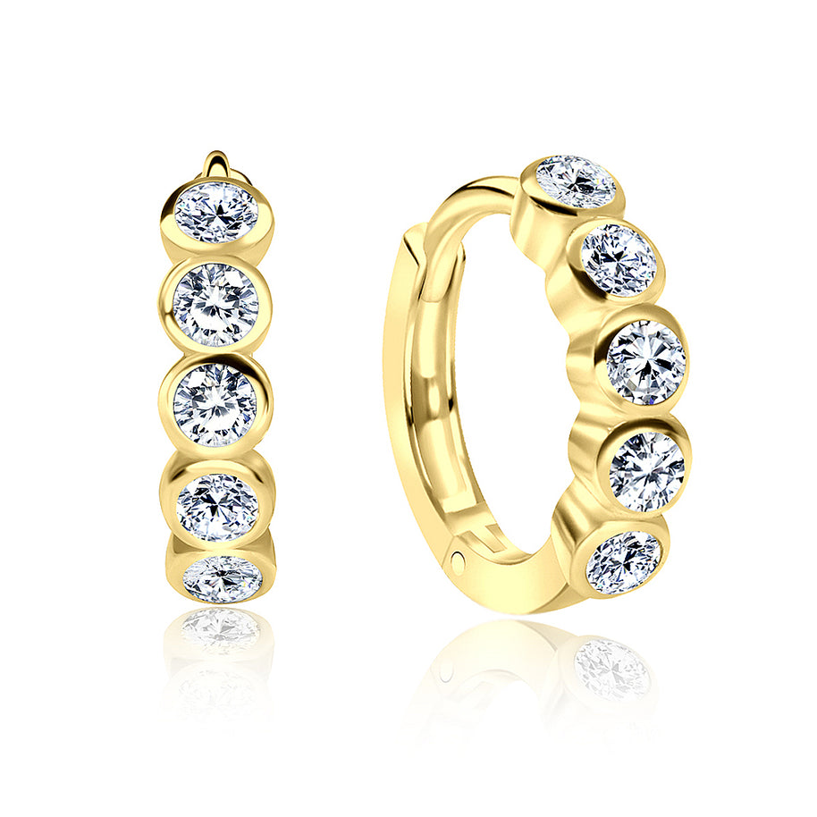 Luxe Bezel Crystal Huggies Earring HO-1605