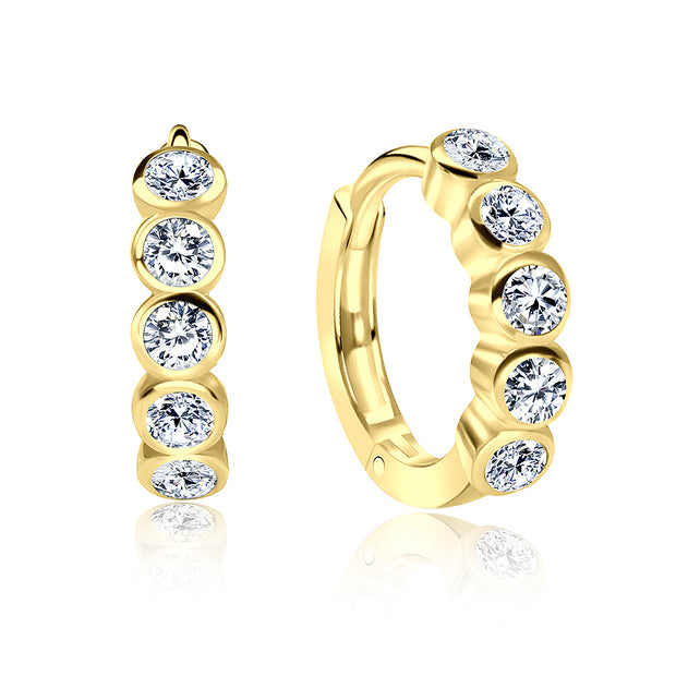 Luxe Bezel Crystal Huggies Earring HO-1605