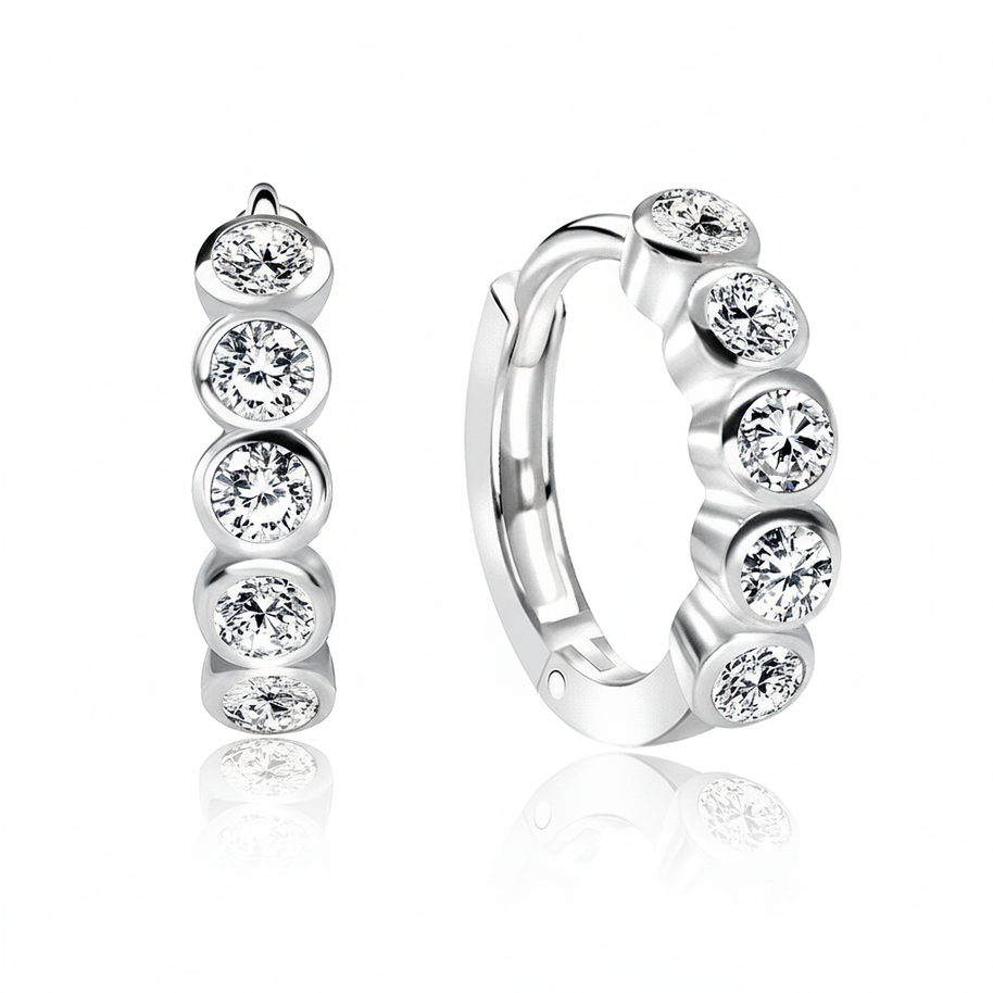 Luxe Bezel Crystal Huggies Earring HO-1605