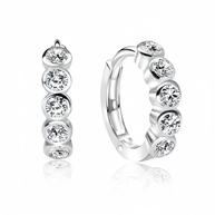 Luxe Bezel Crystal Huggies Earring HO-1605