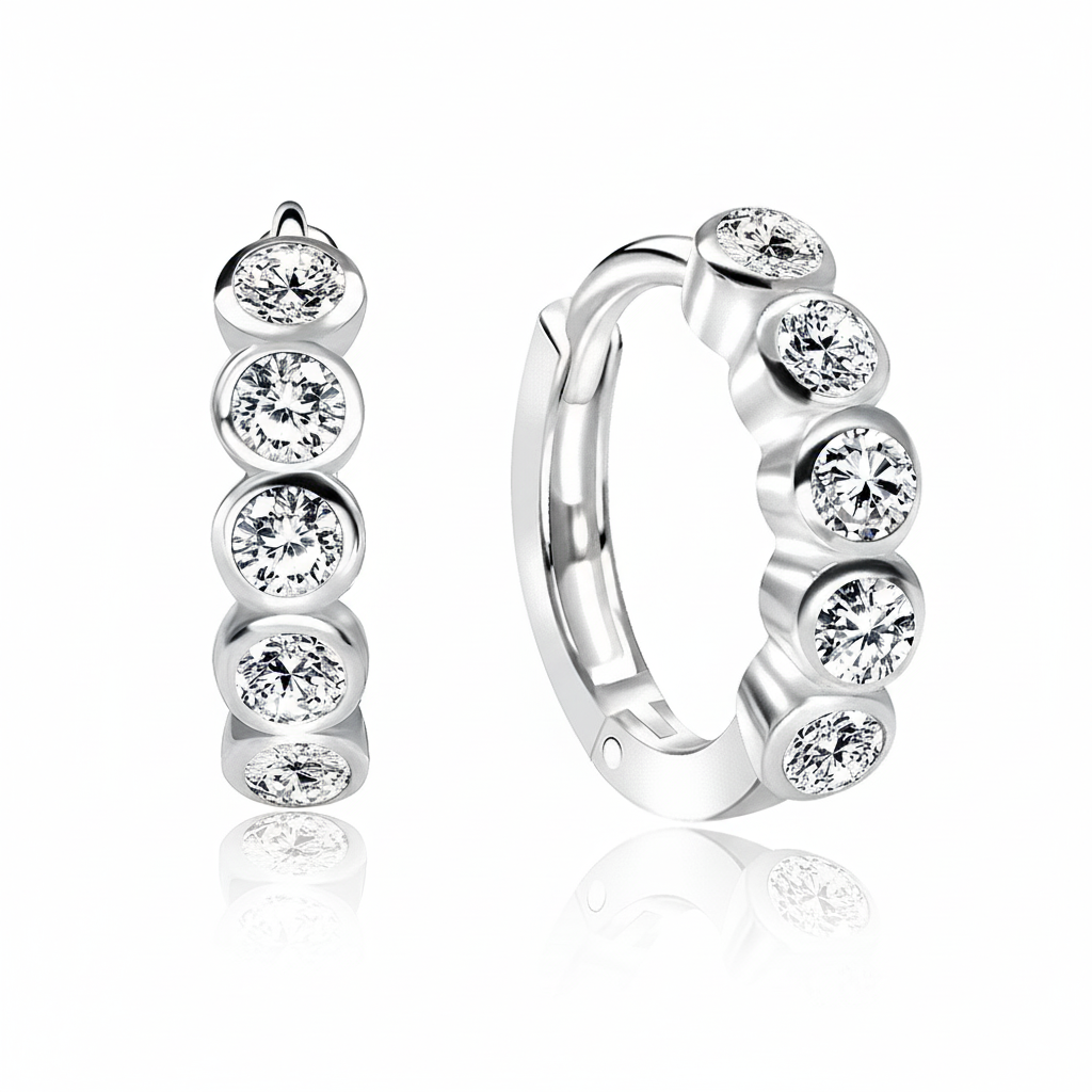Luxe Bezel Crystal Huggies Earring HO-1605