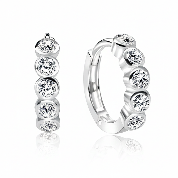 Luxe Bezel Crystal Huggies Earring HO-1605