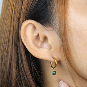 Malachite Charm Huggie Hoops HO-2428
