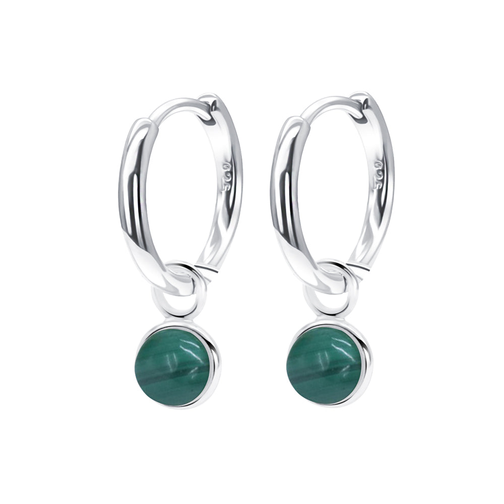 Malachite Charm Huggie Hoops HO-2428