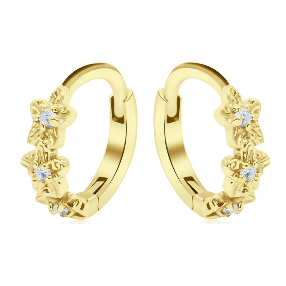 Flower Silver Huggies Earring HO-2680