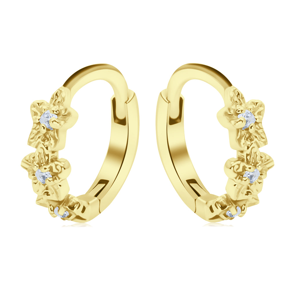 Flower Silver Huggies Earring HO-2680