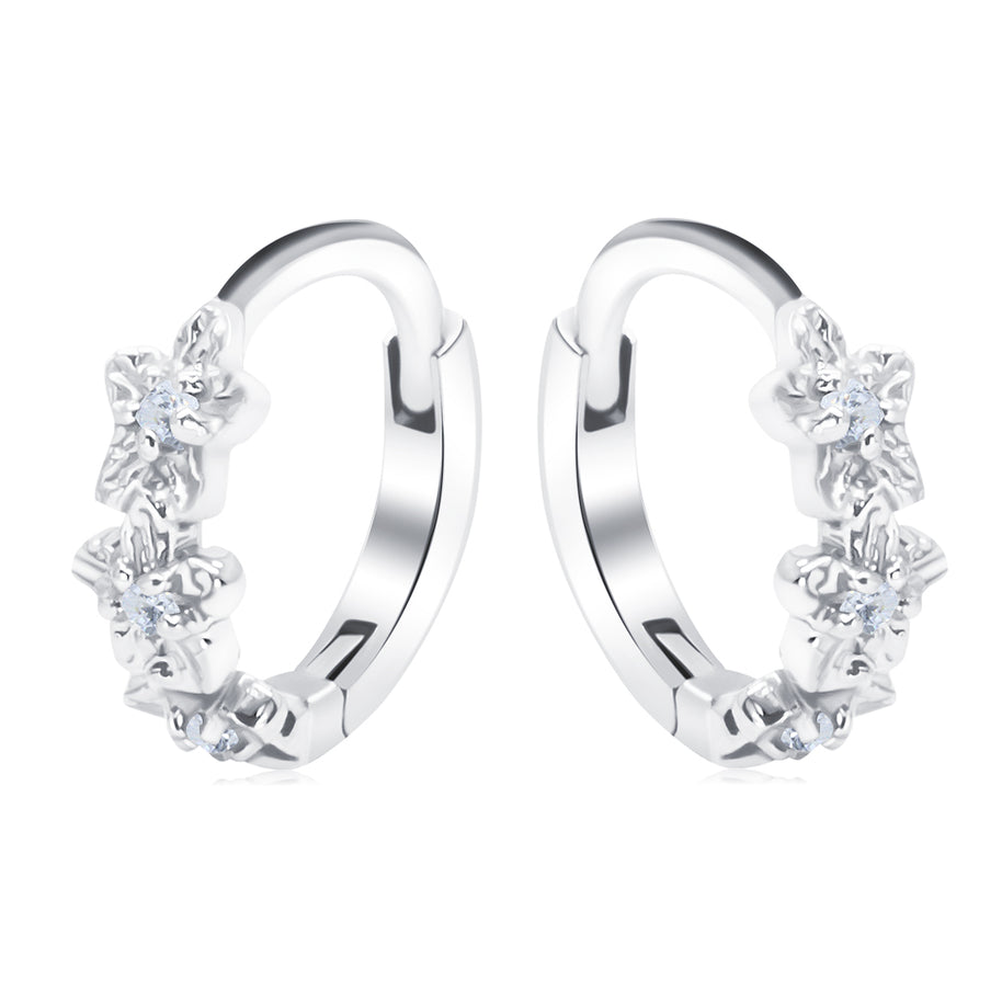 Flower Silver Huggies Earring HO-2680