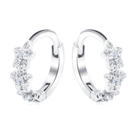 Flower Silver Huggies Earring HO-2680