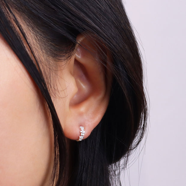 Flower Silver Huggies Earring HO-2680