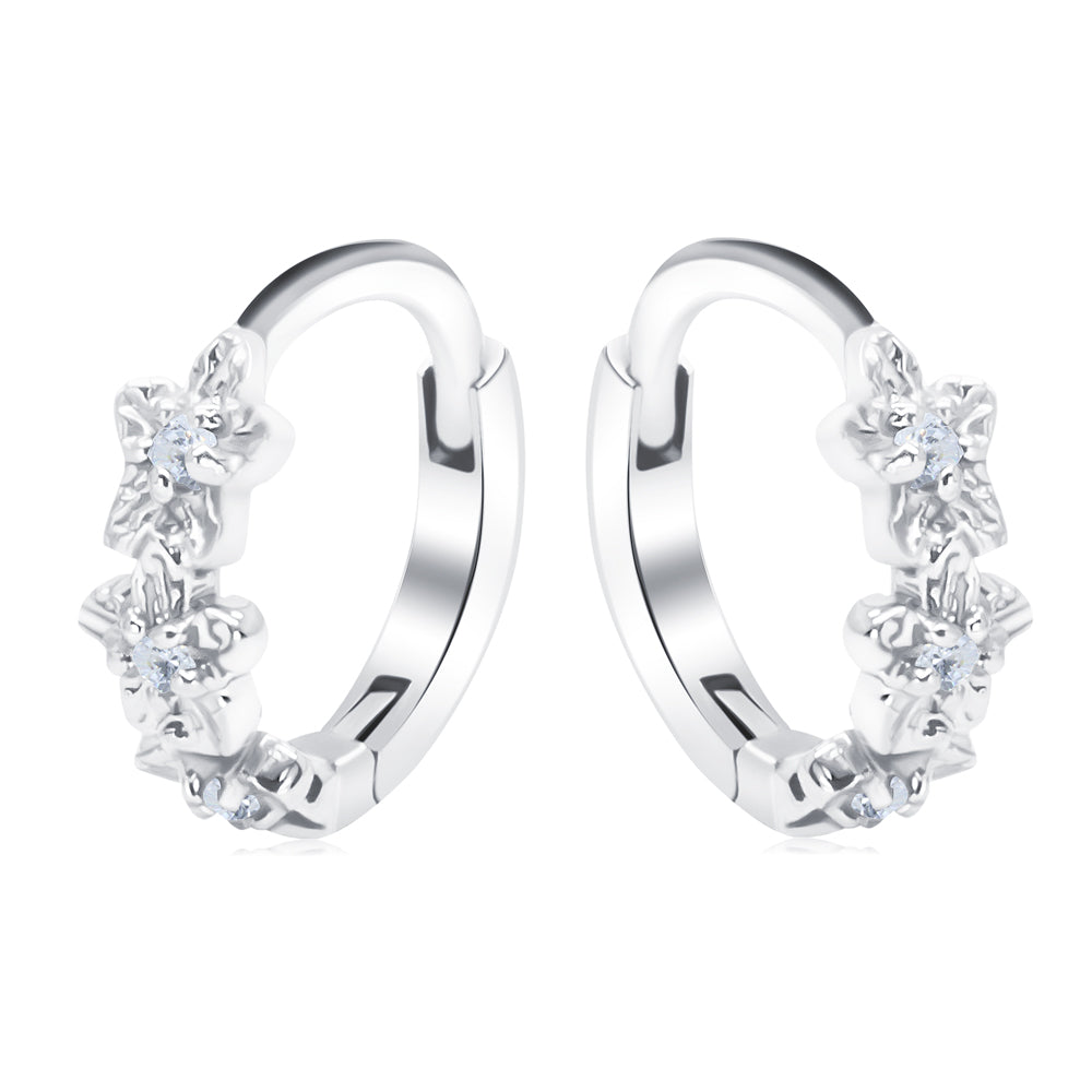 Flower Silver Huggies Earring HO-2680