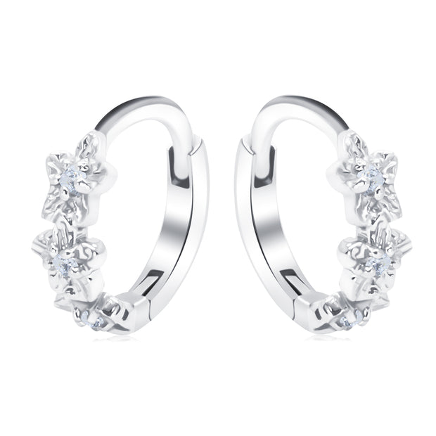 Flower Silver Huggies Earring HO-2680