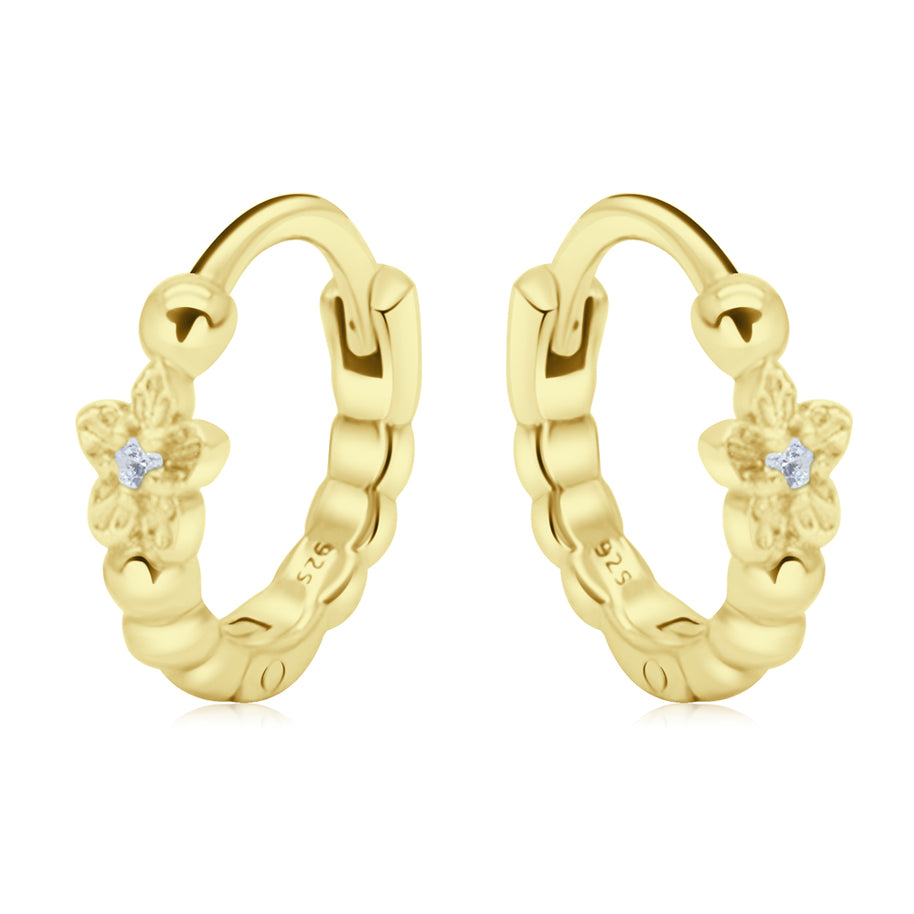 Bloom Flower Silver Huggies Earring HO-2681