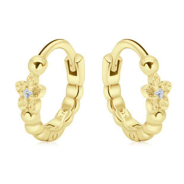 Bloom Flower Silver Huggies Earring HO-2681