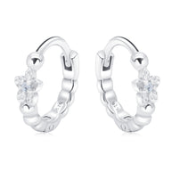 Bloom Flower Silver Huggies Earring HO-2681