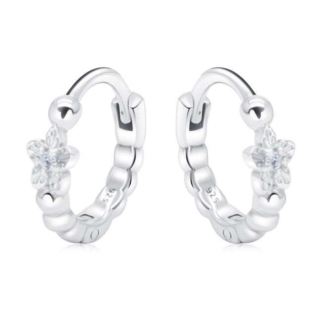 Bloom Flower Silver Huggies Earring HO-2681