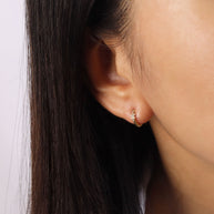 Bloom Flower Silver Huggies Earring HO-2681