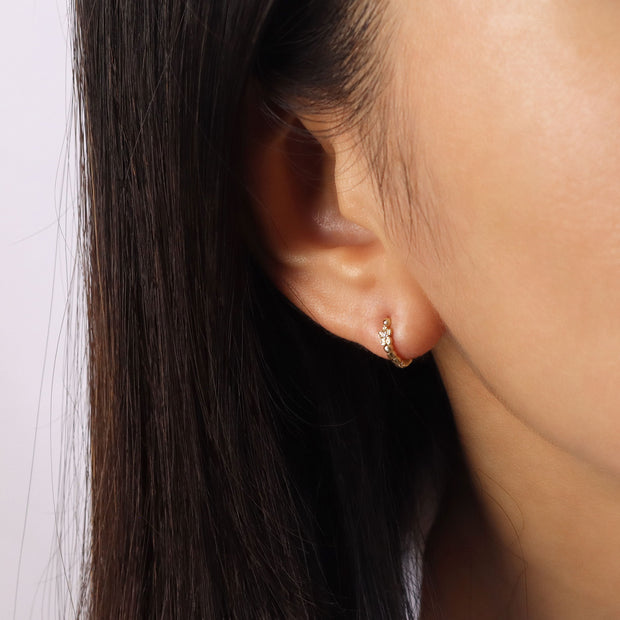 Bloom Flower Silver Huggies Earring HO-2681