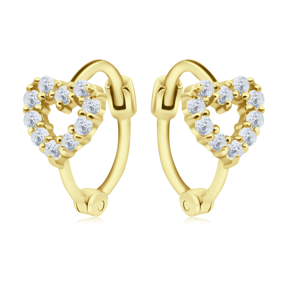 Heart Crystal Silver Huggies Earring HO-2683
