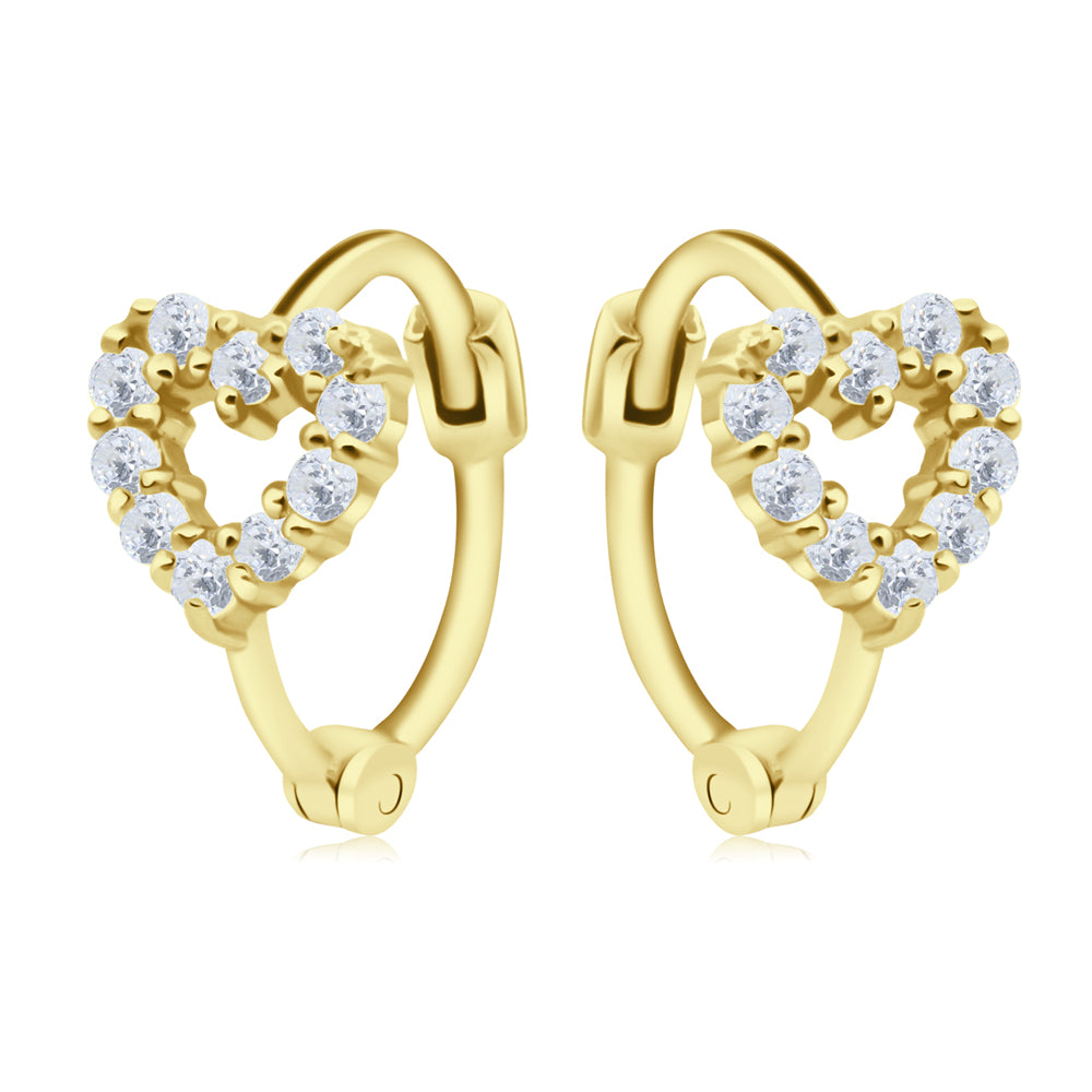 Heart Crystal Silver Huggies Earring HO-2683