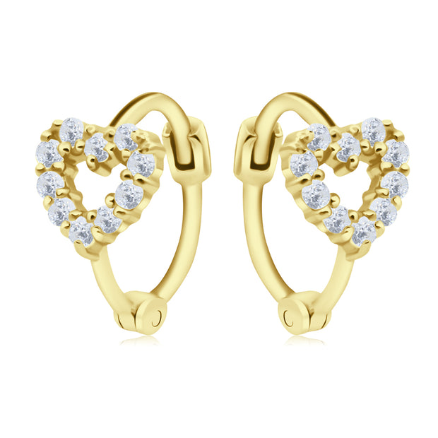 Heart Crystal Silver Huggies Earring HO-2683