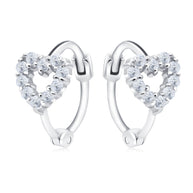 Heart Crystal Silver Huggies Earring HO-2683