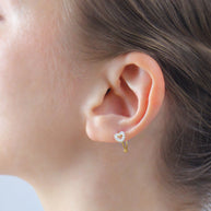 Heart Crystal Silver Huggies Earring HO-2683
