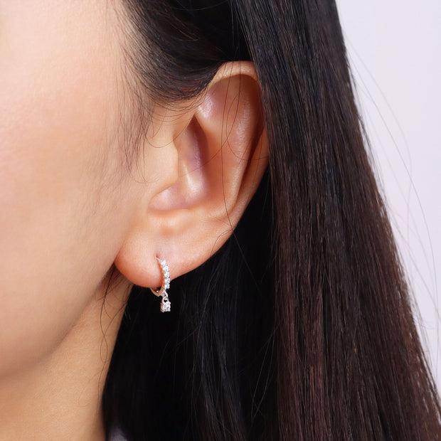 Dangle CZ Hoop Earrings HO-2722