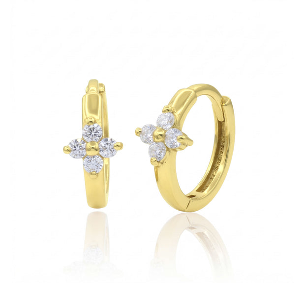 Flower CZ Hoop Earring HO-2805