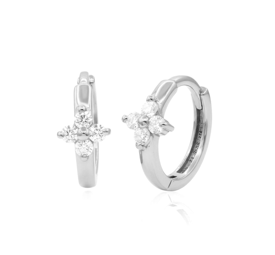 Flower CZ Hoop Earring HO-2805