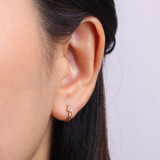 Flower CZ Hoop Earring HO-2805