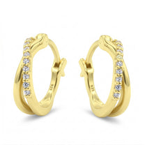 Double CZ Stones Hoop Earring HO-2809