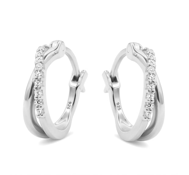 Double CZ Stones Hoop Earring HO-2809