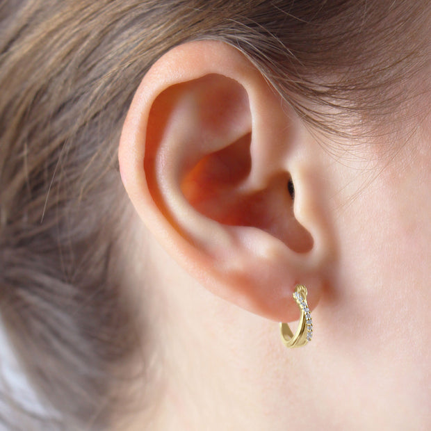 Double CZ Stones Hoop Earring HO-2809