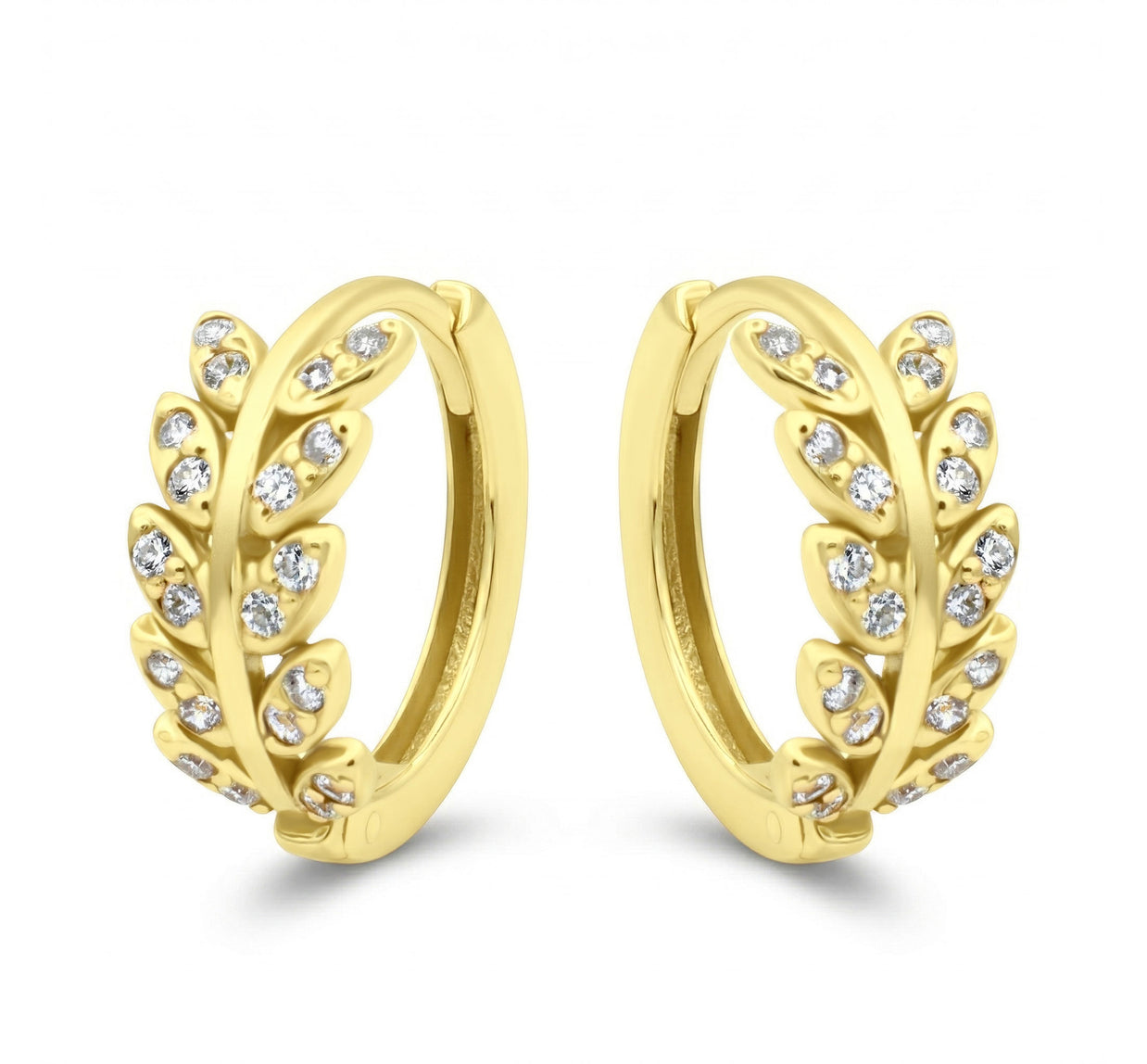 Leaf Crystal Hoop Earring HO-2813