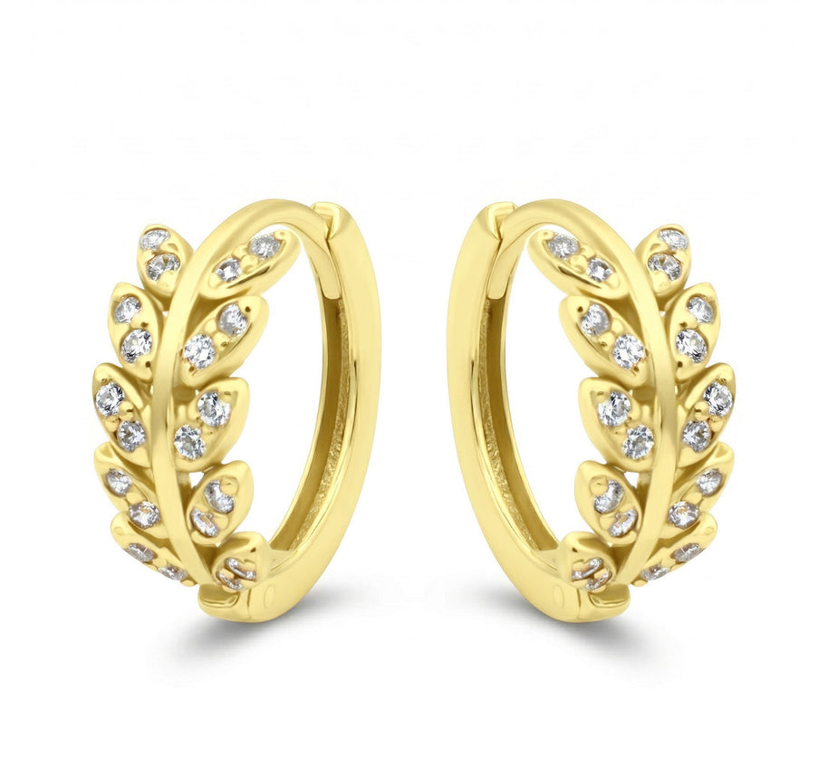 Leaf Crystal Hoop Earring HO-2813