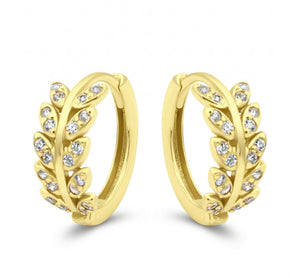 Leaf Crystal Hoop Earring HO-2813