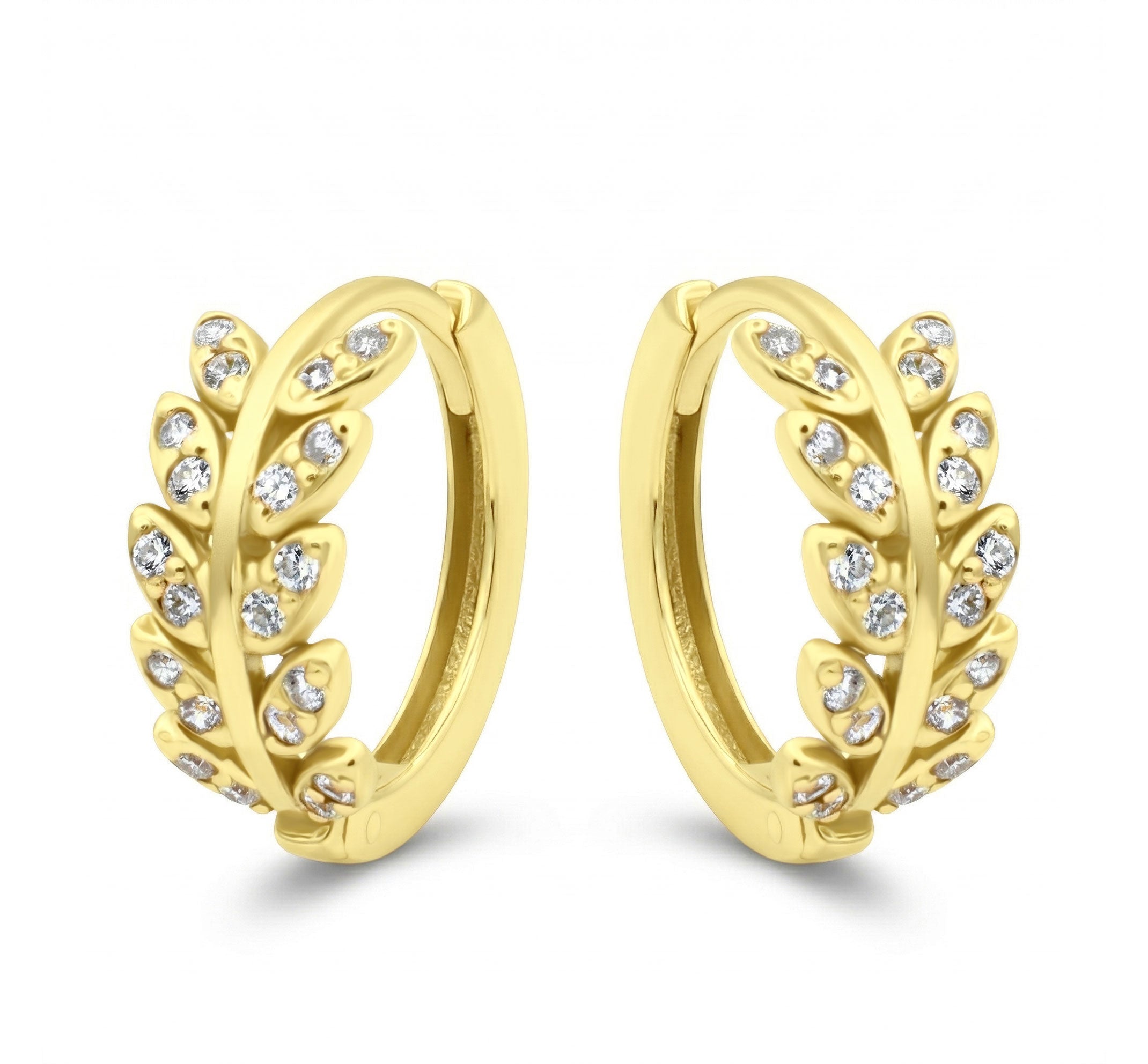 Leaf Crystal Hoop Earring HO-2813