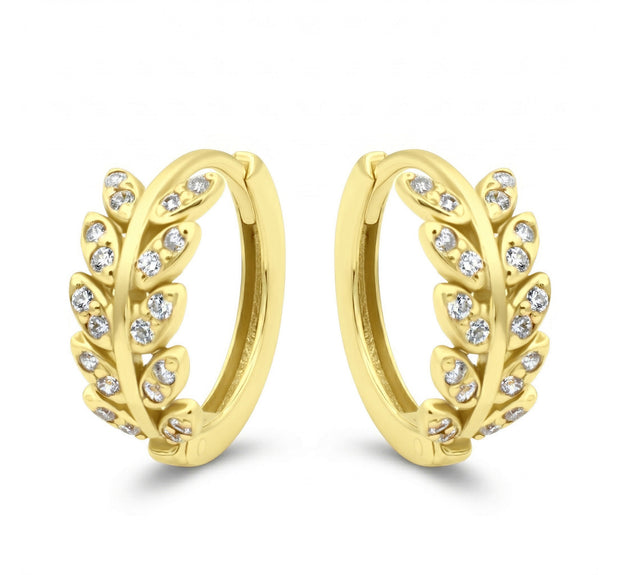 Leaf Crystal Hoop Earring HO-2813