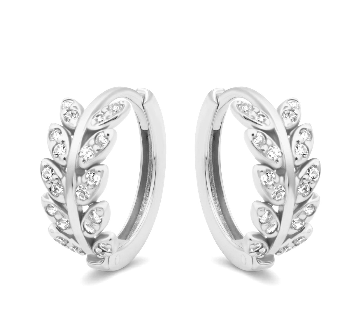 Leaf Crystal Hoop Earring HO-2813