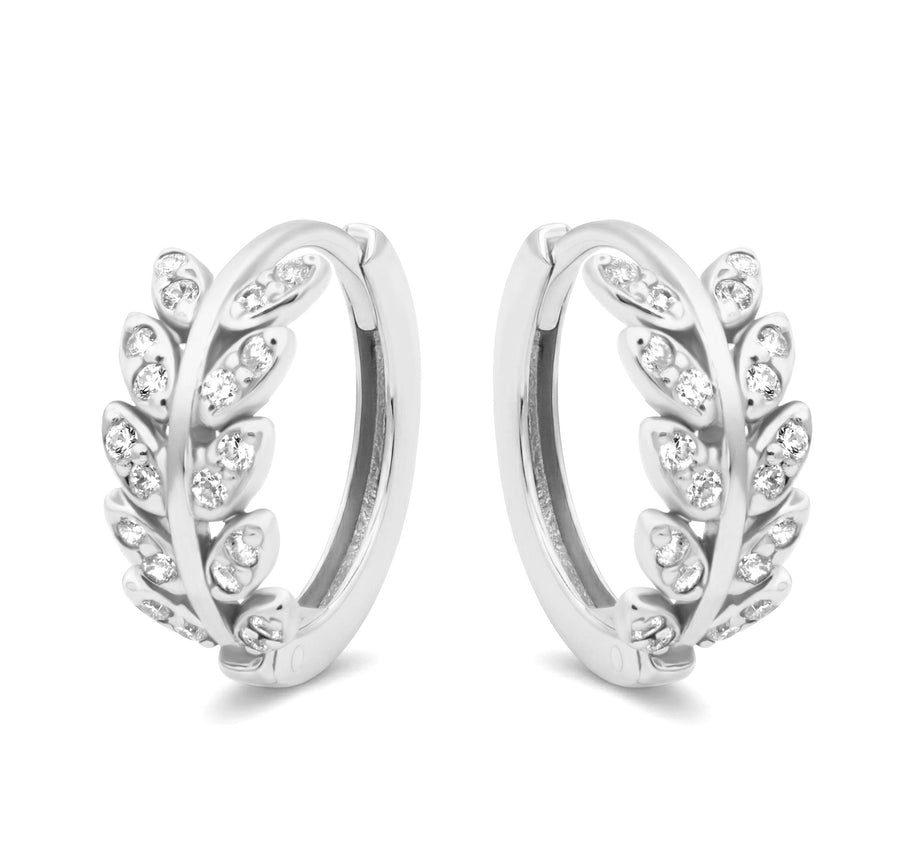 Leaf Crystal Hoop Earring HO-2813