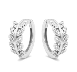 Leaf Crystal Hoop Earring HO-2813