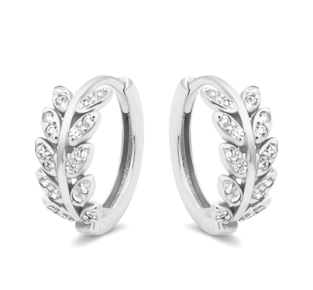 Leaf Crystal Hoop Earring HO-2813